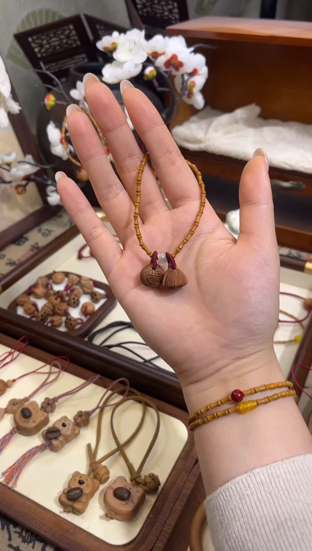 手串桃核【桃缘行】竹节「福气莲莲」桃核辟、挡、驱、护 备注手围