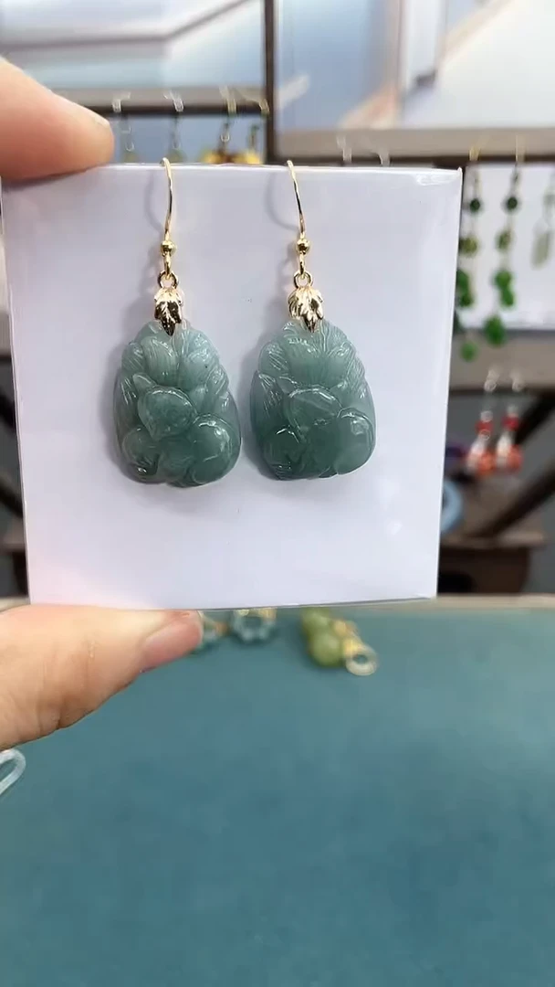 未镶嵌翡翠耳饰狐狸耳钩