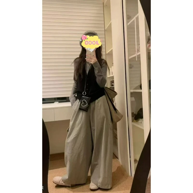 大码韩系慵懒风时尚穿搭初秋微胖显瘦时尚套装