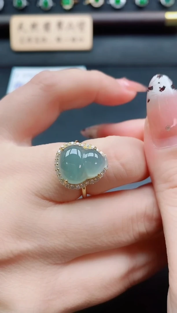 银S925镶嵌戒指翡翠1