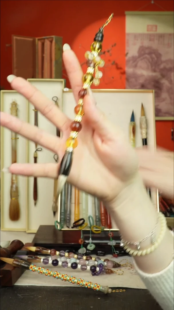 43号闪孤品高货毛笔链接 清水试笔 蘸墨不退