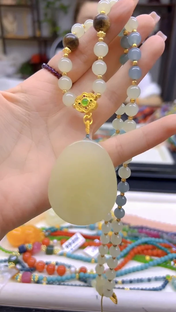 和田玉未镶嵌毛衣链DIY款M229