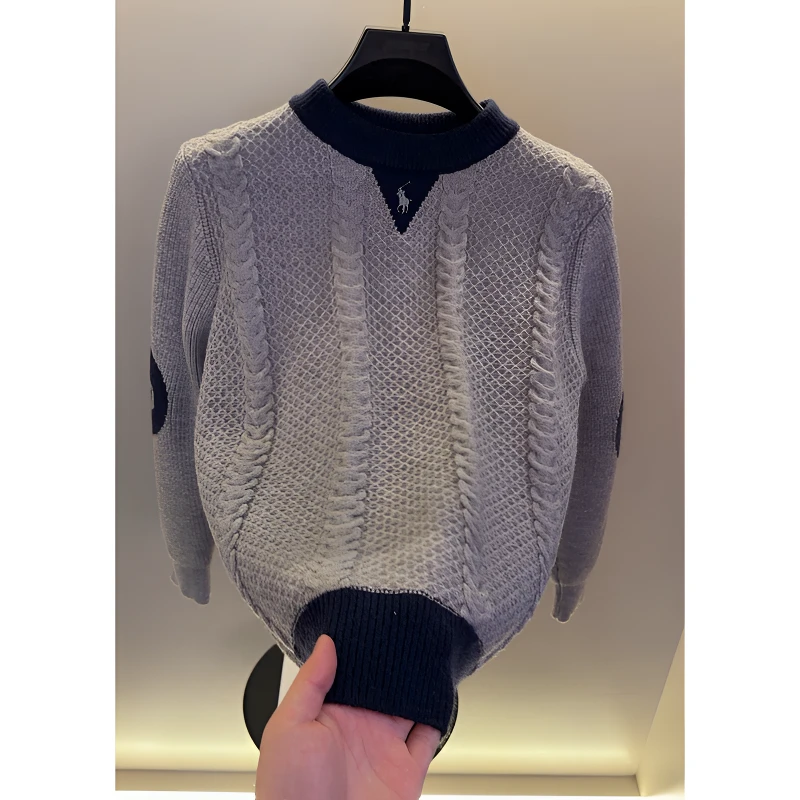 高档圆领提花针织衫毛衣男士秋冬款时尚百搭保暖打底衫男装25228