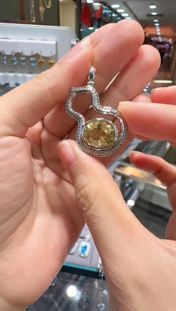 吊坠(不含链)银S925镶嵌黄晶002