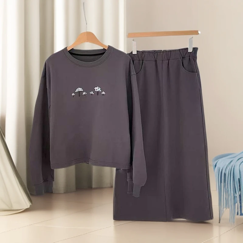 Pada嘻&SM【慵懒chic套装】休闲减龄卫衣半裙两件套 51973HiFortune