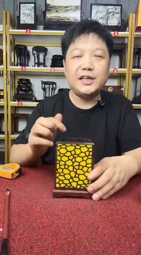 木非洲黑檀镶嵌冰裂纹笔筒