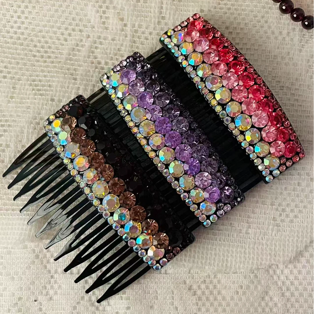 诗泊雅 鎏光幻梦渐变水钻奢华装饰插梳发簪