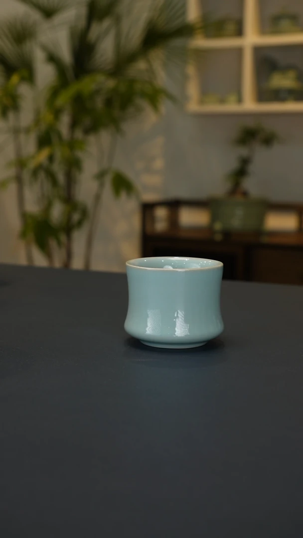 汝州天青釉马蹄杯  精品无纹110CC