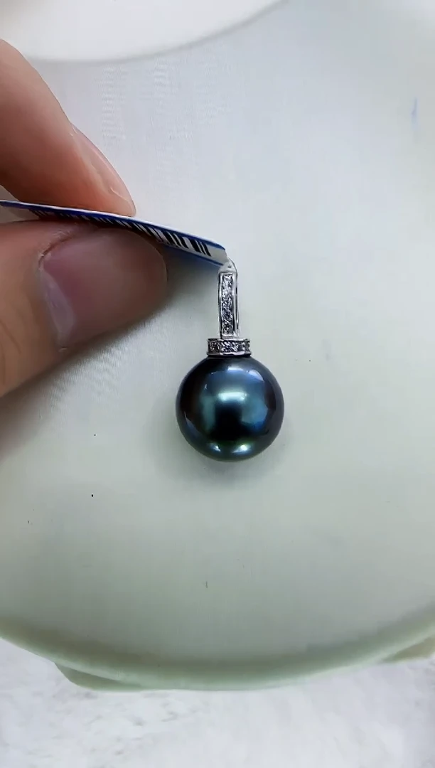 银S925镶嵌海水珍珠DA大溪地珍珠吊坠13-14 y258