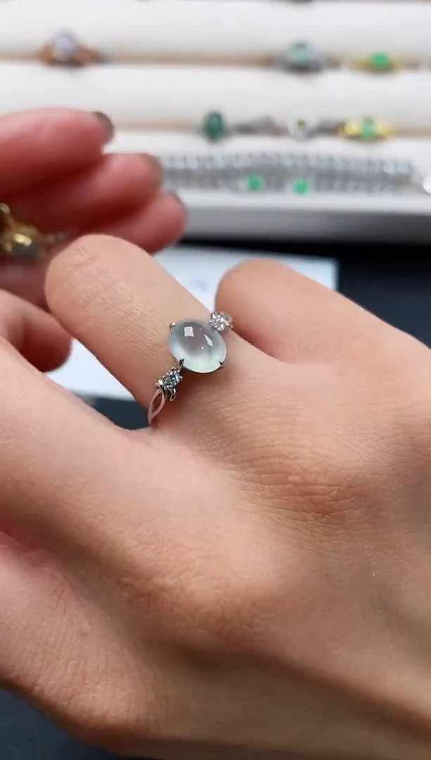 银S925镶嵌戒指翡翠888888+10