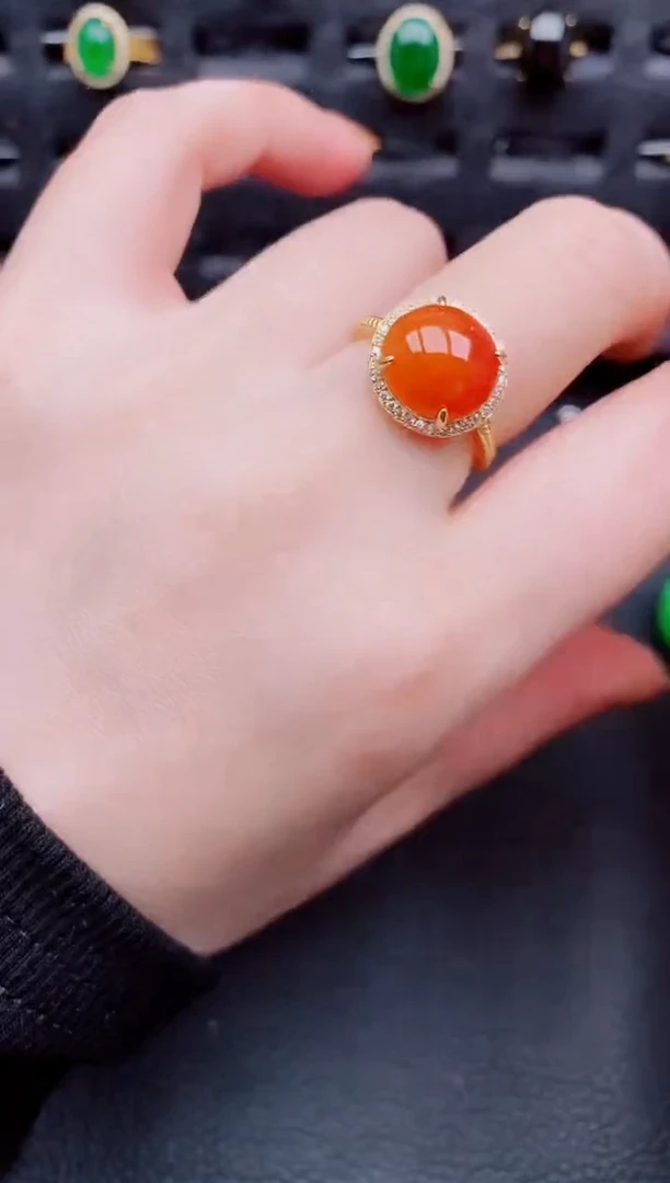 【闪购商品】翡翠戒指银S925镶嵌天然a货翡翠23