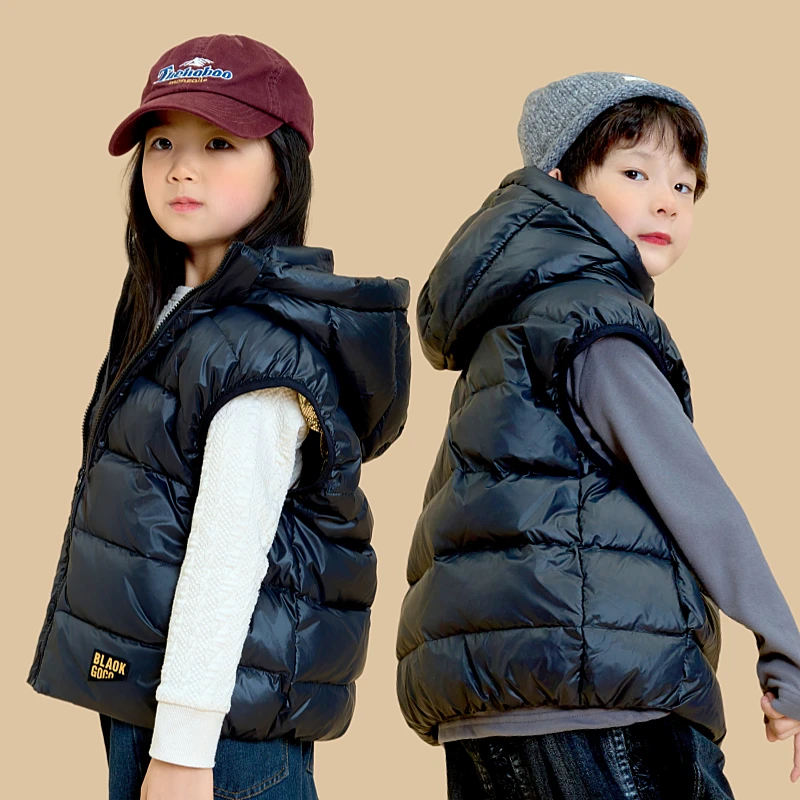 FAVMARTHA羽绒马甲儿童中大童秋冬背心男女童宝宝加厚坎肩连
