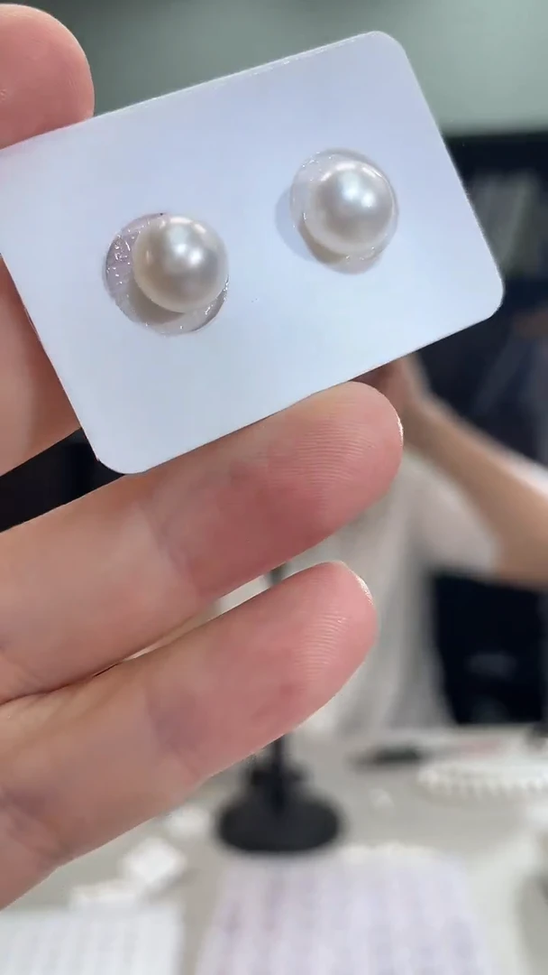 未镶嵌海水珍珠裸石9mm澳白珍珠一对