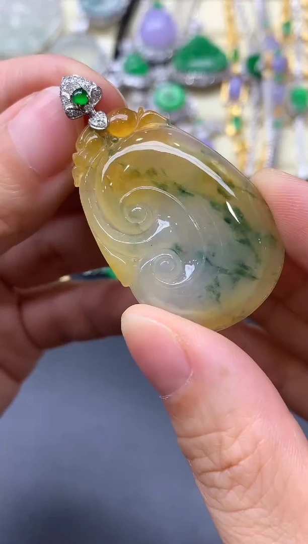 颈饰18K金镶嵌翡翠557-中国好珍宝