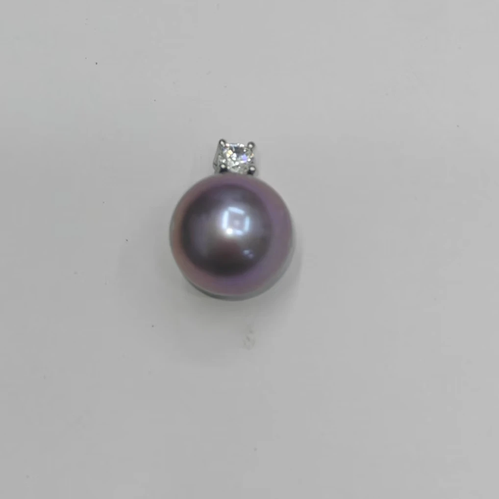 天然淡水单颗紫色珍珠吊坠z1