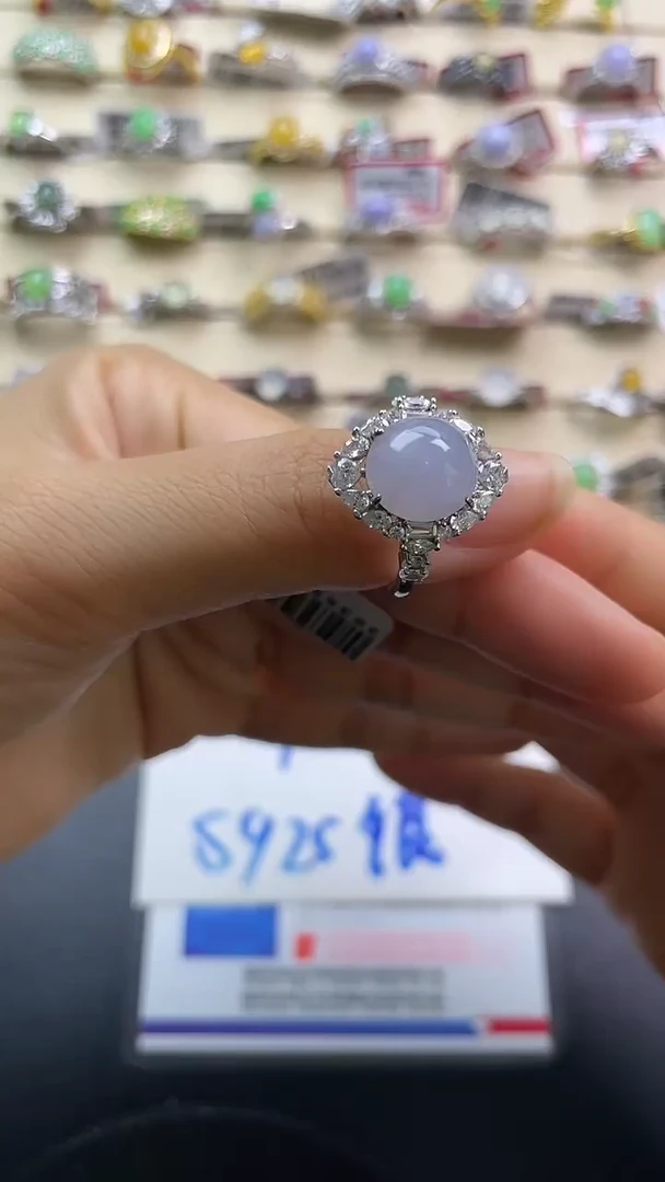 银S925镶嵌戒指翡翠翡翠 蛋面 银S925镶嵌