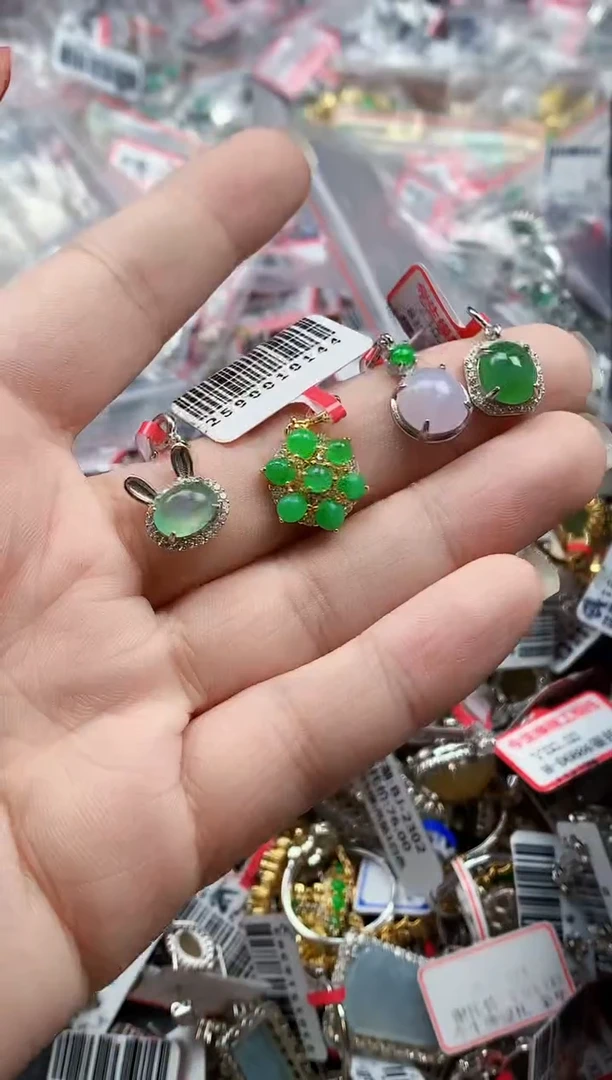 银S925镶嵌戒指翡翠天然A货缅甸翡翠