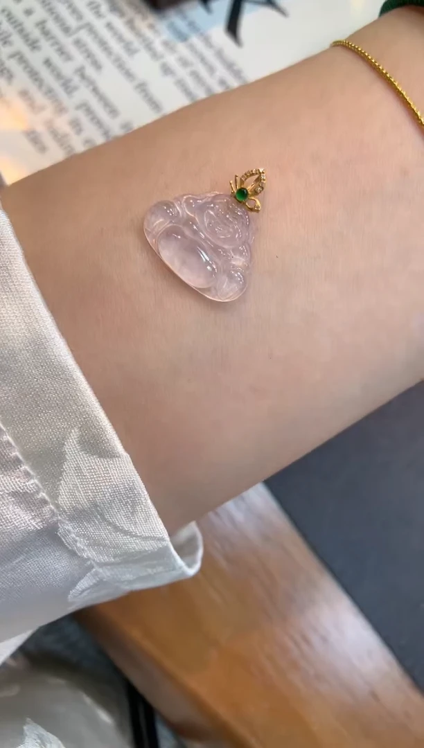 翡翠18K金镶嵌吊坠(不含链)佛公
