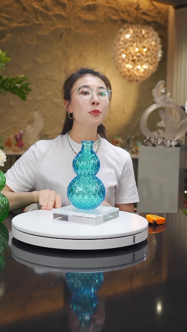 琉璃手工艺品福利天空蓝葫芦花瓶摆件