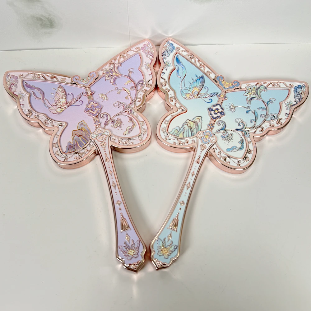 花知晓八8周年蝴蝶手持镜子化妆镜八周年周边手拿镜粉色蓝色渐变