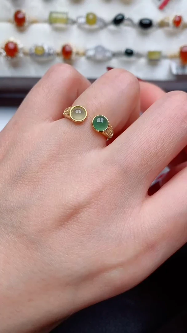 银S925镶嵌戒指翡翠...