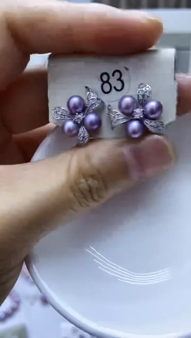 银S925镶嵌耳饰淡水珍珠83