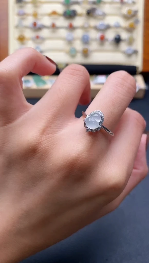 银S925镶嵌戒指翡翠555555+1