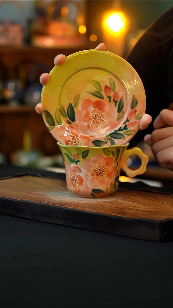 杯手绘心瓷陶瓷浮力