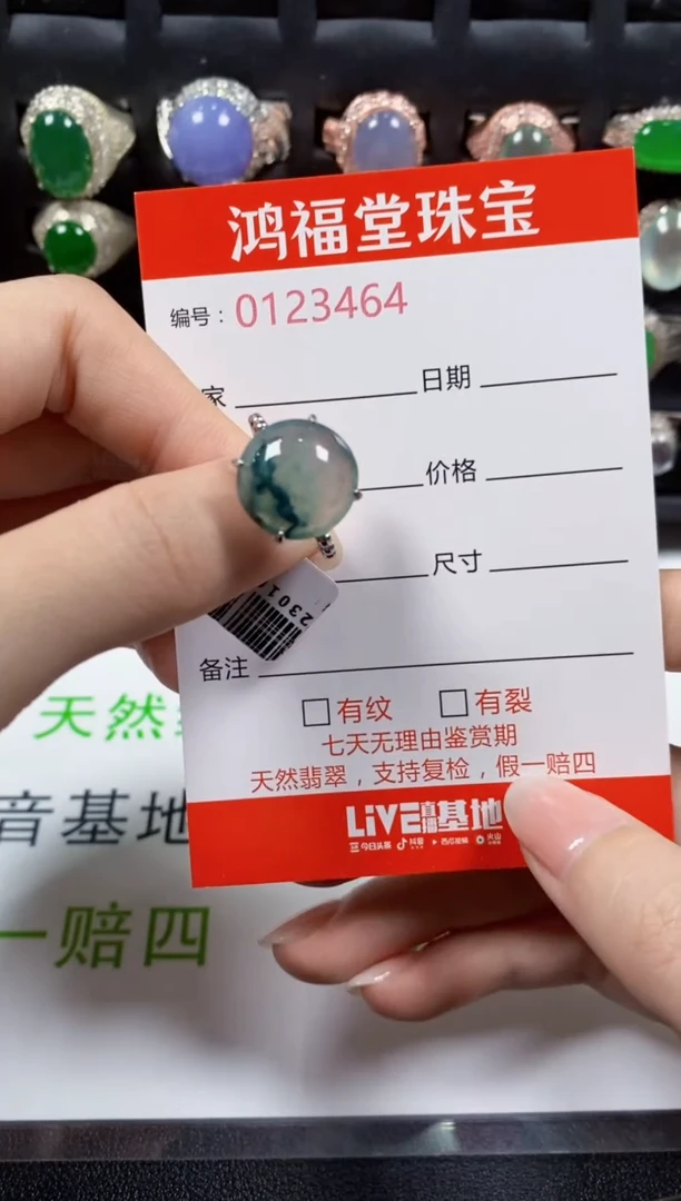 翡翠戒指银S925镶嵌3464