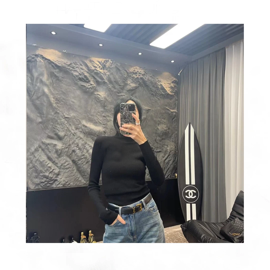 【树林家修身刺绣羊毛针织衫】时尚上衣长袖秋冬女装纯色女士A173