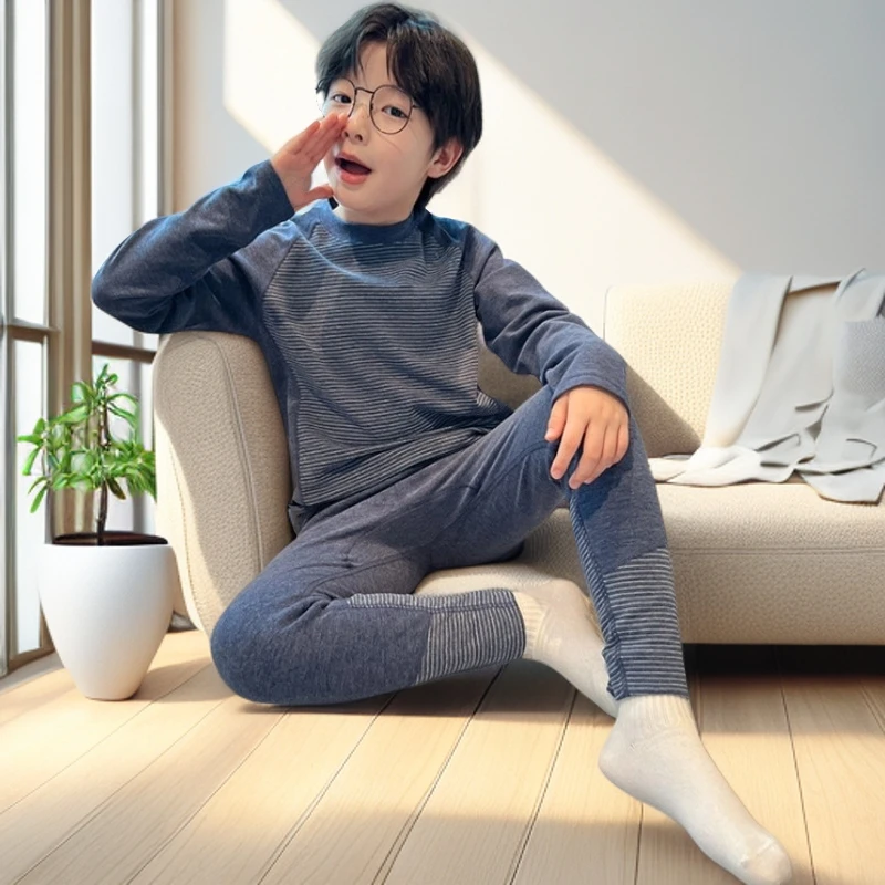 男童秋衣秋裤套装2025新款无痕儿童保暖内衣男孩睡衣家居校服内搭