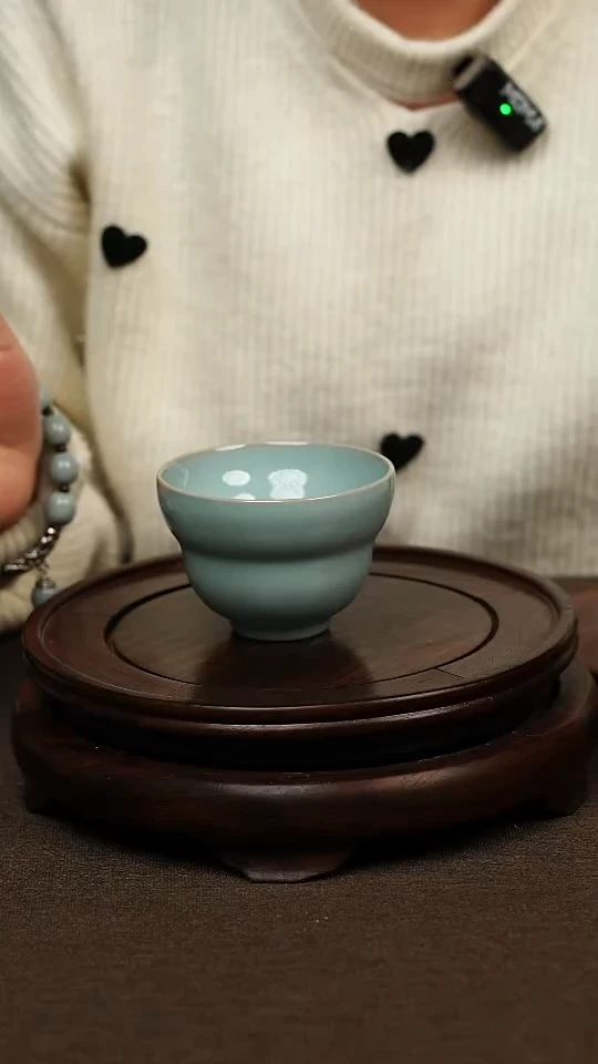 瓷片天青色葫芦杯80ml微瑕不带礼盒