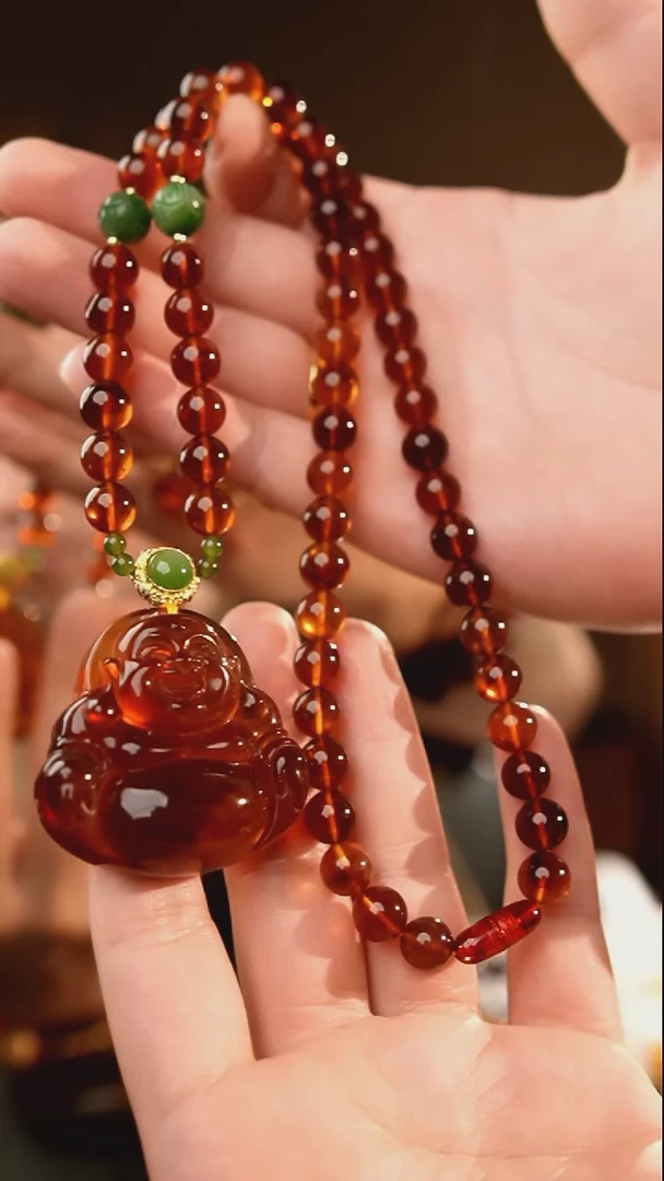 琥珀颈饰未镶嵌紫罗兰佛公项链