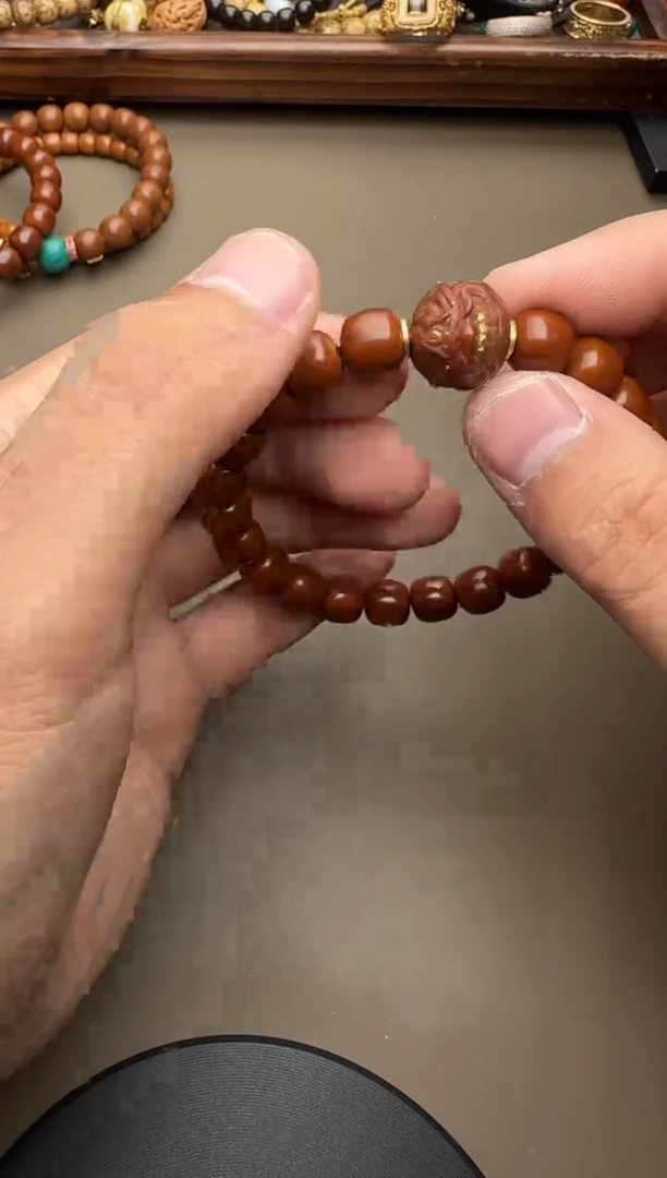 【闪购商品】菩提吊坠足金镶嵌猴头手串