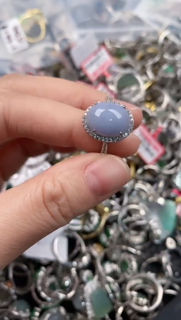 银S925镶嵌戒指翡翠444              8