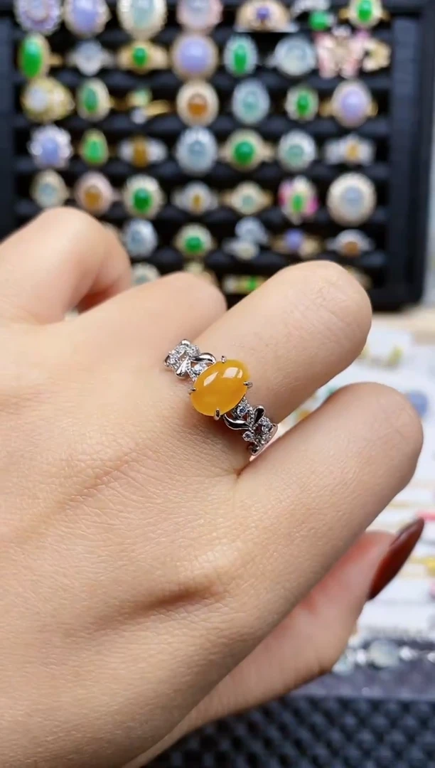 银S925镶嵌戒指翡翠174