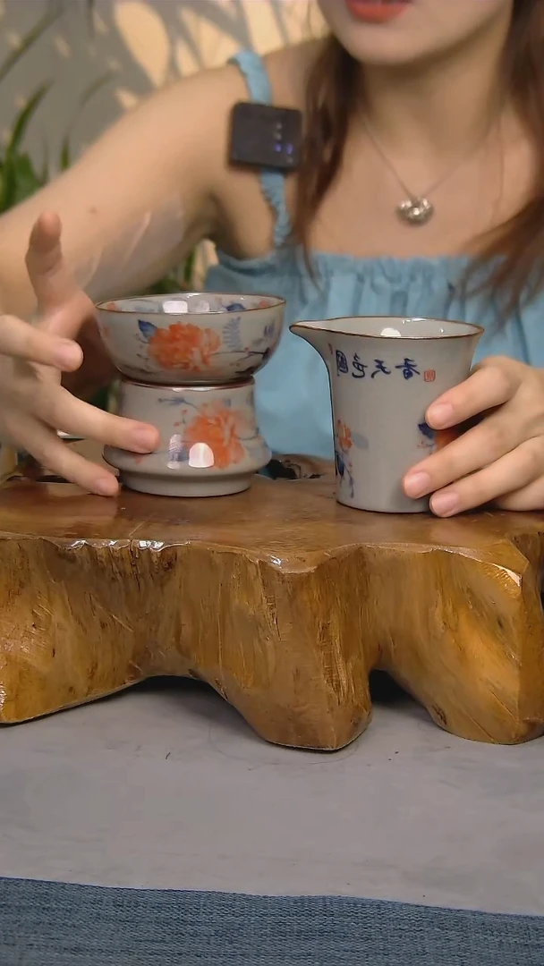 湘**娘简装家用款2件套 老陶泥开片纹陶瓷茶具