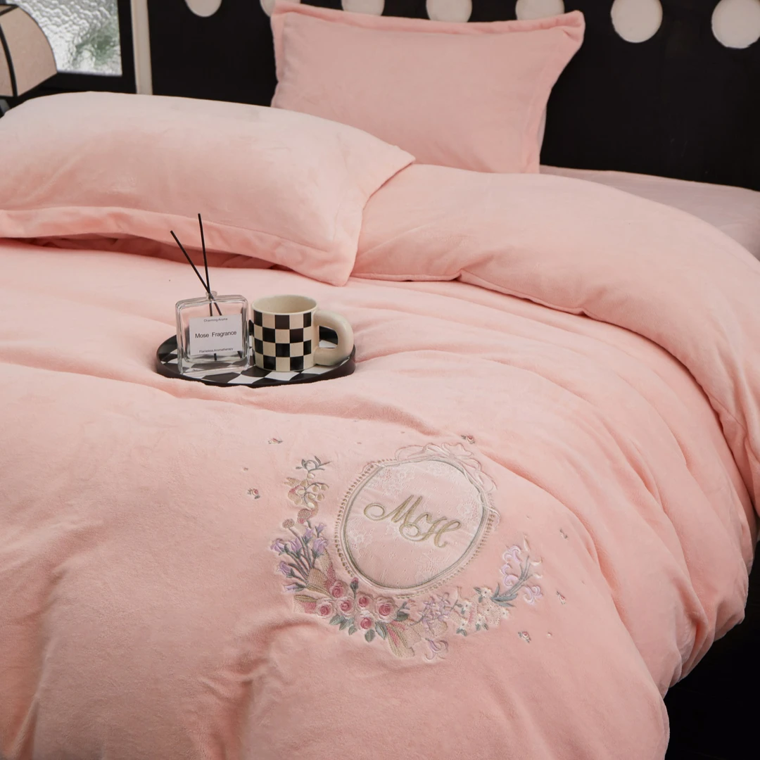 高克重加绒加厚刺绣款蕾丝绣花牛奶绒四件套梦露sy总