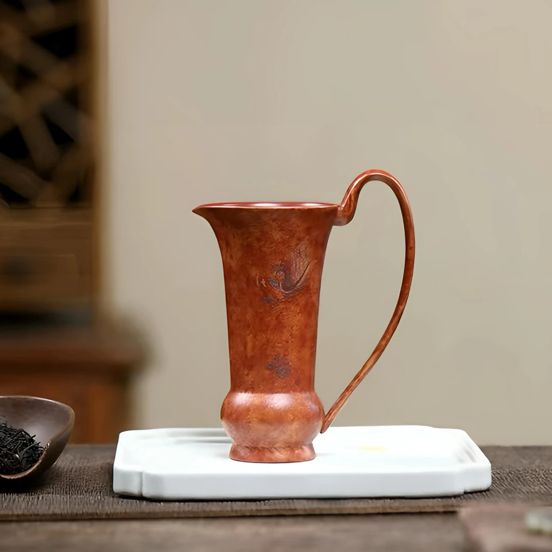 宜兴原矿紫砂精美茶具纯手工大红袍朱泥【敦煌公道杯】120毫升
