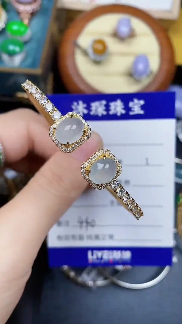 翡翠戒指银S925镶嵌4400