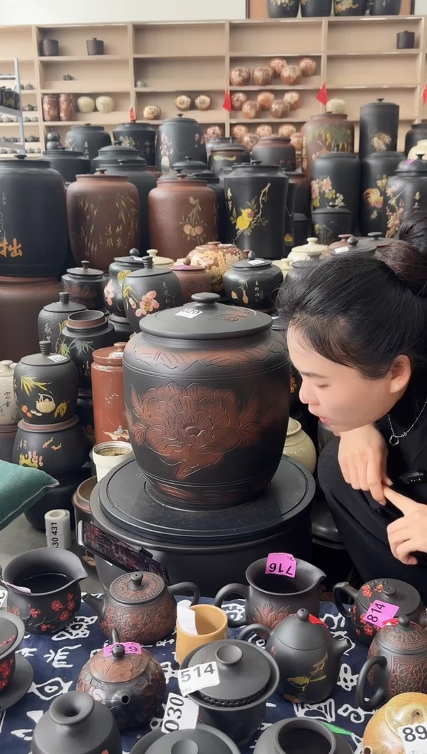 罐完品茶缸高33cm牡丹   812