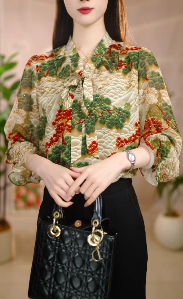 2025新款长青松柏优雅气质典雅衬衫春夏款H-121