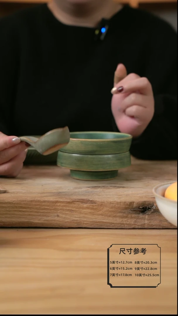 【闪购商品】荷叶绿色的折腰米饭碗加单嘴小勺子