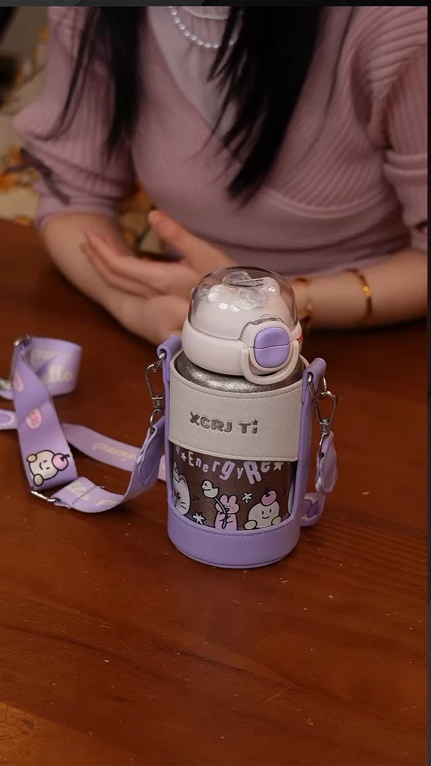 陶66-小茶日记内外纯钛儿童保温杯500ML-紫色-CF5842