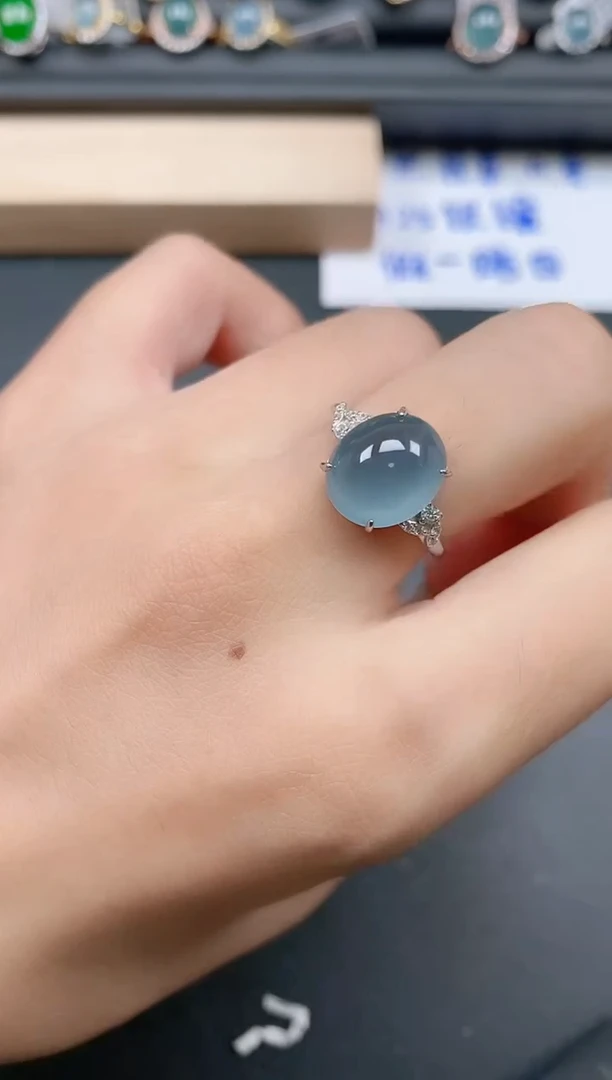 银S925镶嵌戒指翡翠1