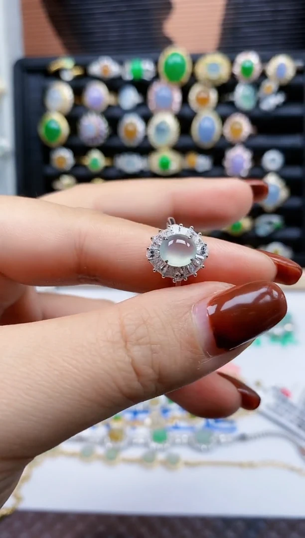 银S925镶嵌戒指翡翠435