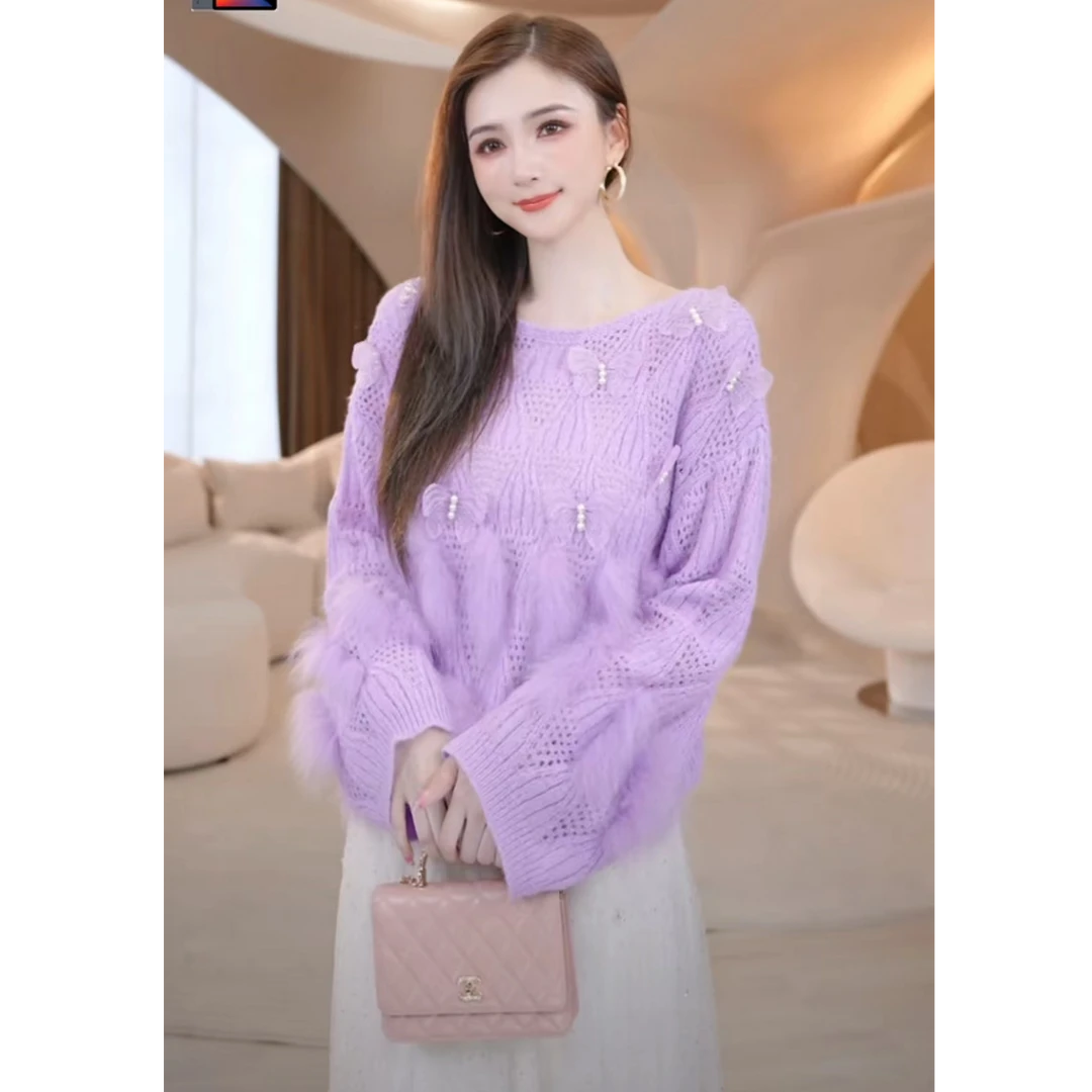 COCO BECCI【蝶恋花】锦羽甜心浪漫简约甜美针织衫CFHHC231095