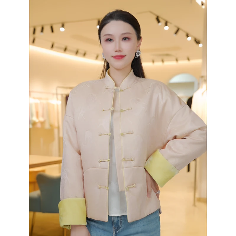 《ELFBOX》时尚秋冬季新中式气质加棉保暖外套6911