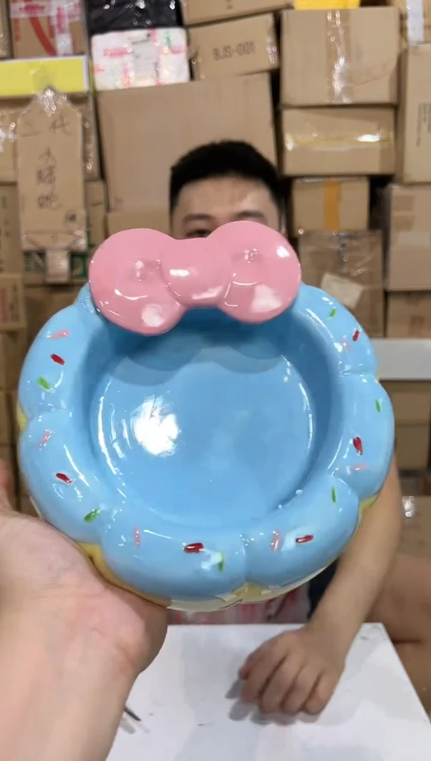 瓷片甜甜圈猫碗 陶瓷
