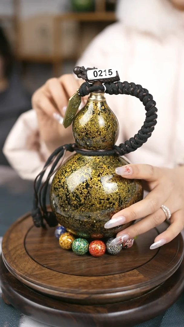 【闪购商品】215精品大漆酒葫芦送漏斗网兜底座